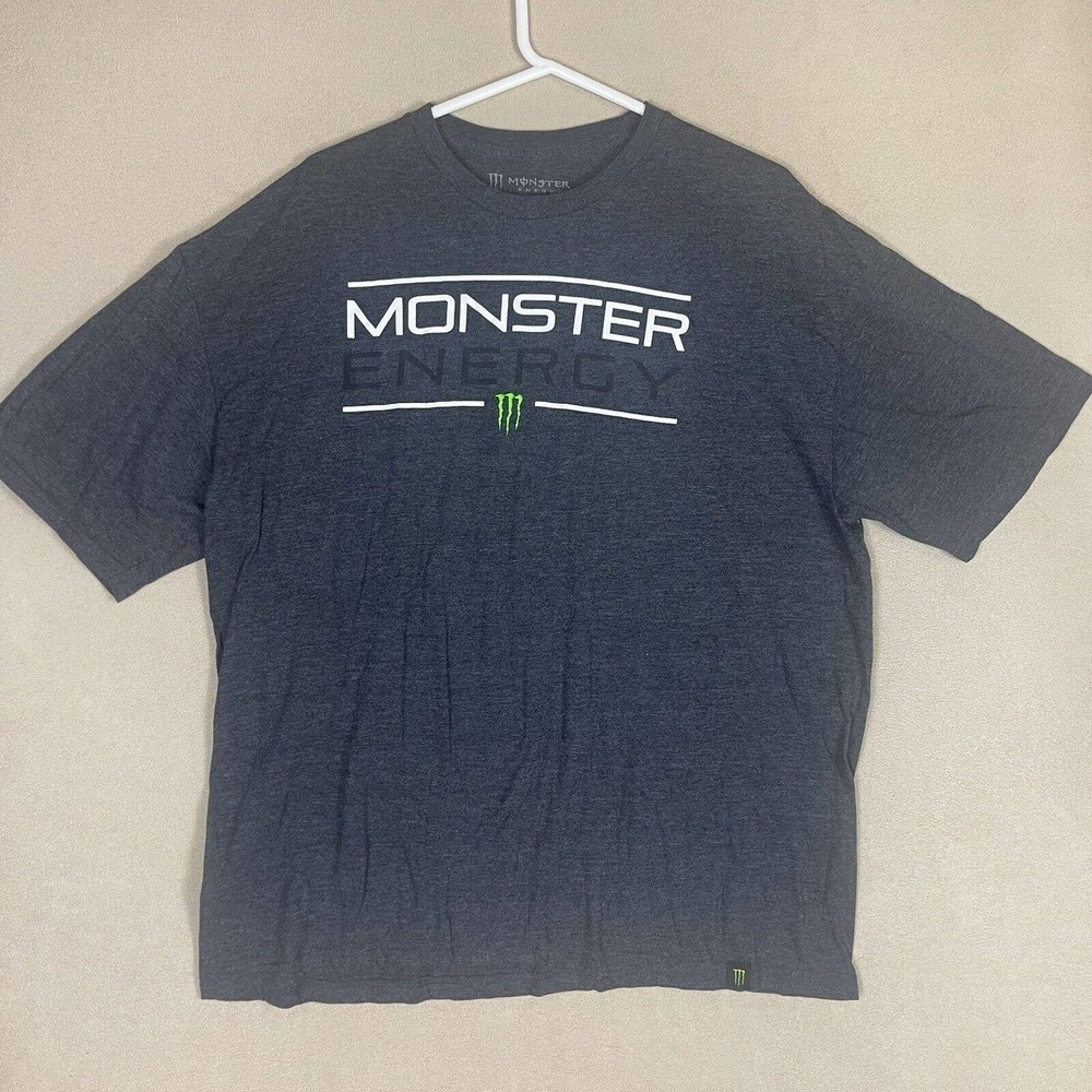 Monster Energy Mens XXL Gray Short Sleeve T-Shirt‎ Cotton Blend Logo Crew Neck